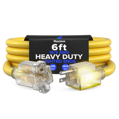 Lighted Single Outlet Extension Cord 16AWG