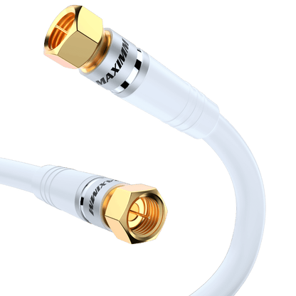 Maximm Coaxial Cable RG6 Coax Cable, TV Cable for Digital TV Aerial, Satellite Cable - Cable Cord Cable Wire - with Gold Plated F Connectors