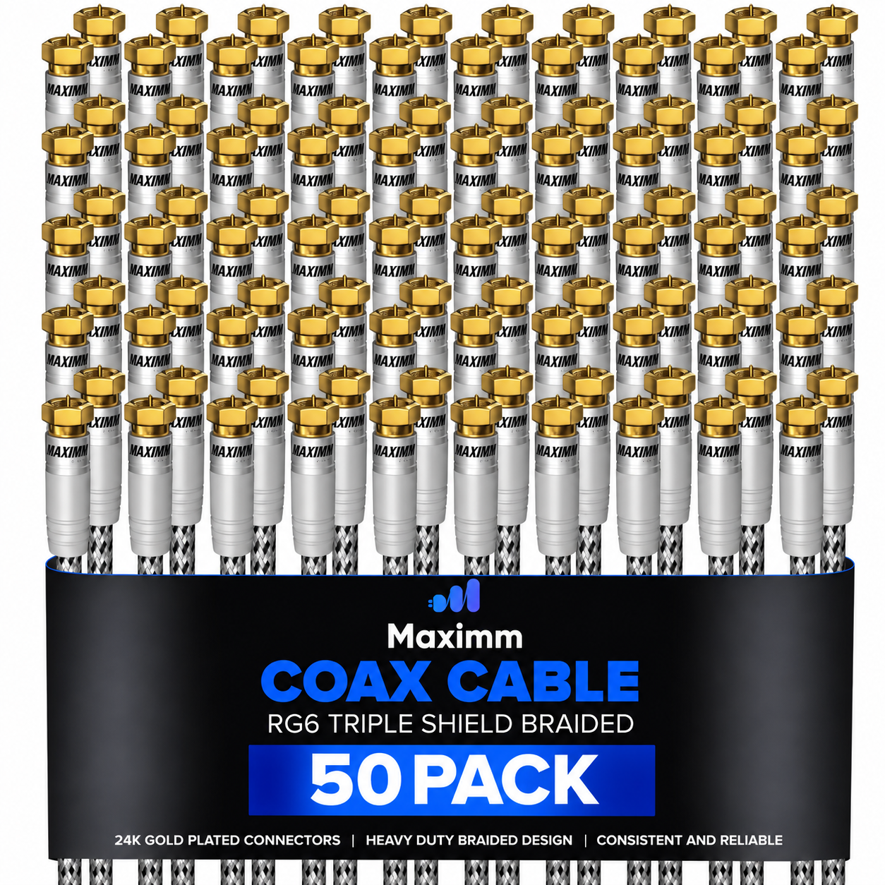 Coaxial Cable Braided 50 Pack