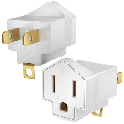 Maximm 2 Prong to 3 Prong Adapter, Ground Lifter Plug and Outlet Converter Turns Any 2 Prong Outlet Into a 3 Prong Outlet, ETL Listed